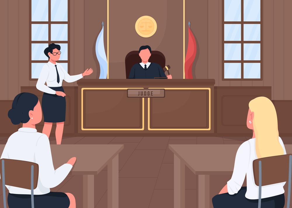 Ilustracion, mujeres en el juzgado